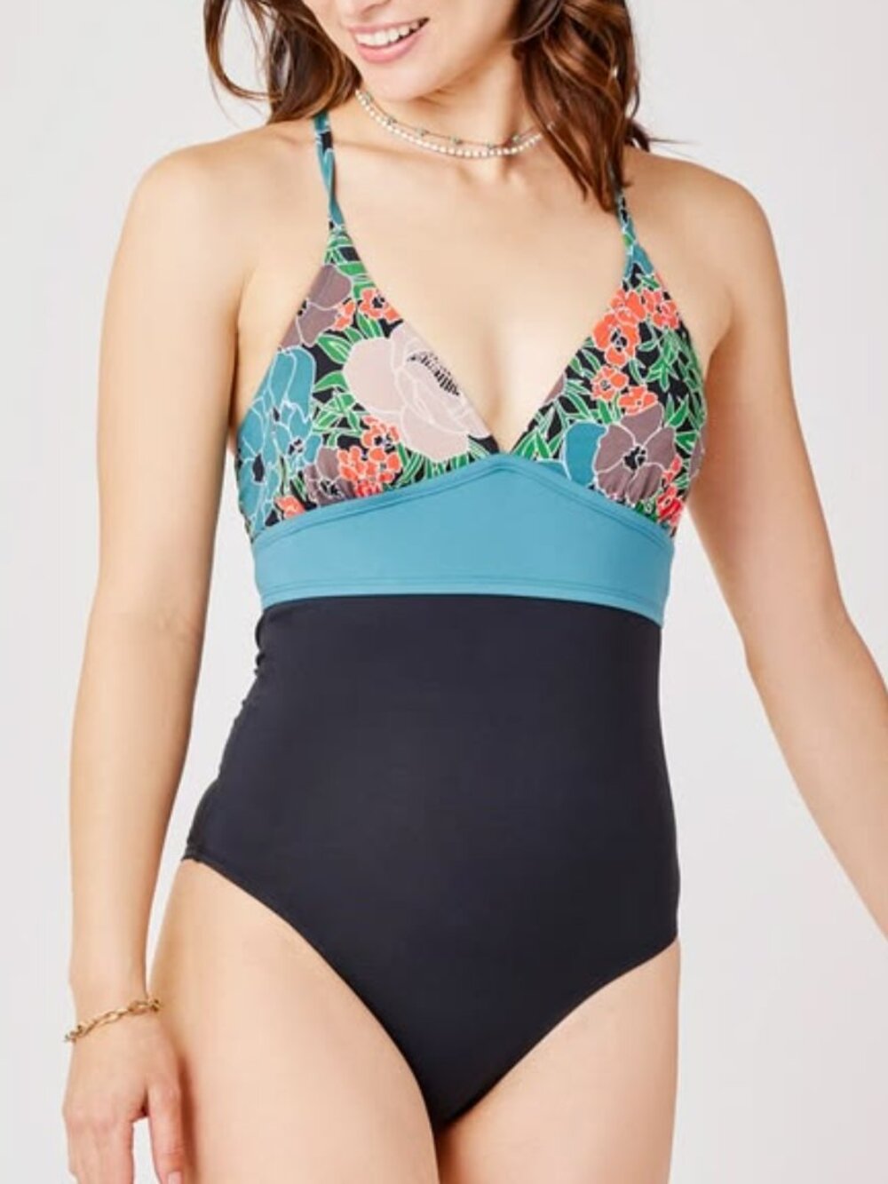 NWT Carve Designs Women's Dahlia One Piece Swimsuit in Jardin w Black Size Large
